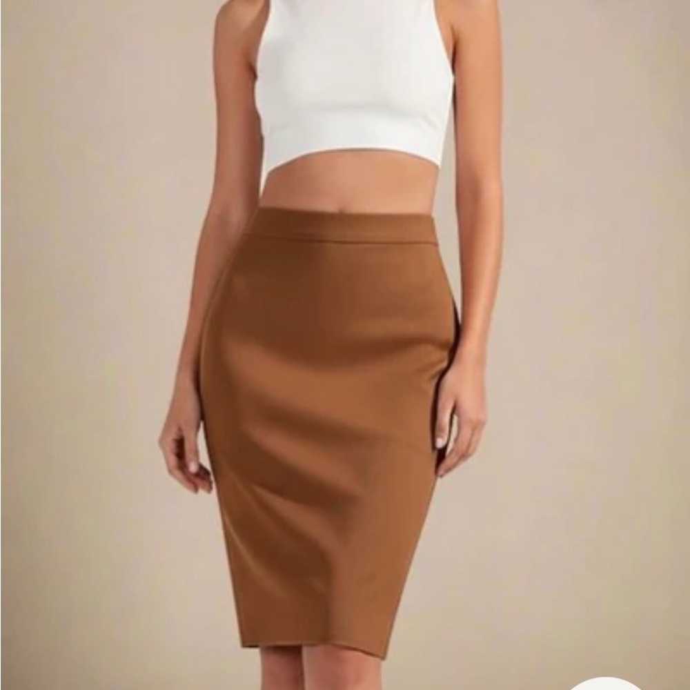 Classic High-Waist Brown Pencil Skirt